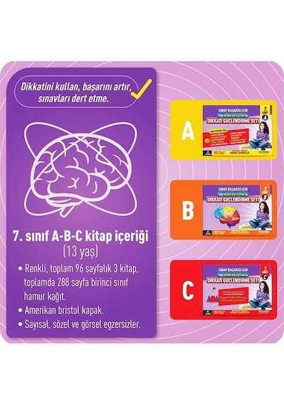 Dikkati Güçlendirme Seti - 7. Sınıf - 13 Yaş - Osman Abalı - Adeda