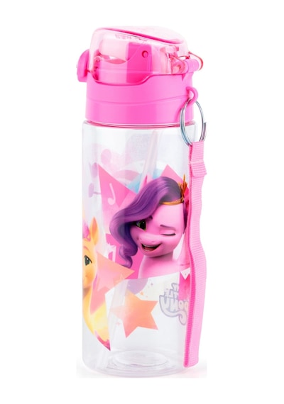 My Little Pony 500 Ml Kız Çocuk Pipetli Plastik Okul Matarası - Pembe Kapak