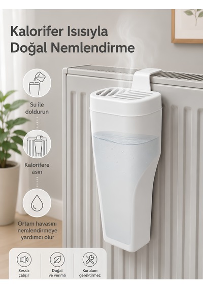 2 Adet Kalorifer Suluğu Air Fresh Nem Koruyucu Kapaklı Nemlendirici Petek Suluğu Oda Ortam Nemlendirici Hava Nemlendiricisi Beyaz