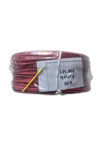 Tek Damarlı Kalaylı Tam Bakır Zil Teli Montaj Teli 0.50 Mm 100 Metre Kırmızı Zil Kablosu
