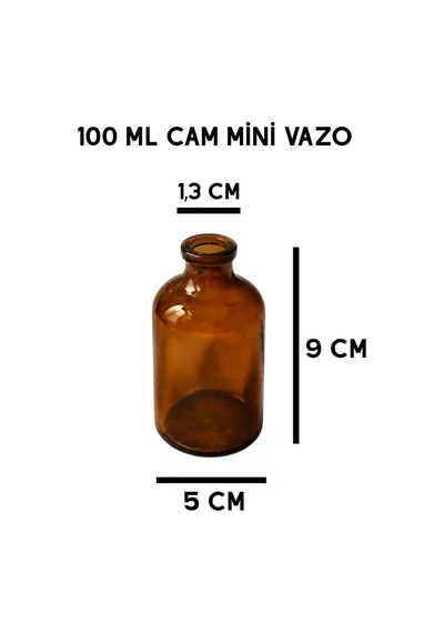 1 Adet Cam Amber Mini Vazo 9 Cm Ve Mavi Mini Çiçek Küçük Dekoratif Obje Diğer