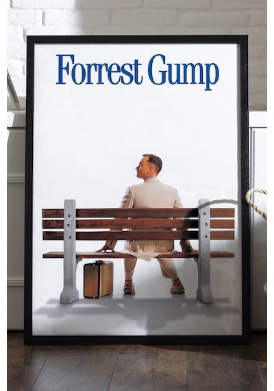Forrest Gump Siyah Ahşap Çerçeveli Poster, Dekoratif Film Duvar Tablosu