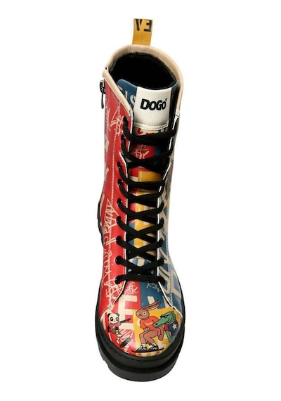 Kadın Vegan Deri Çok Renkli Fermuarlı Uzun Bot - Skaters Tasarım Multicolor