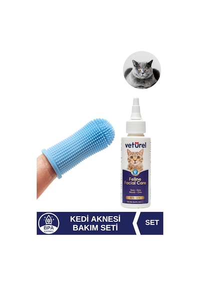 Kedi Akne Bakım Set Çene Aknesi Çene Yarası Siyah Nokta Silikon Yumuşak 360 Bpa'sız Parmak Fırça