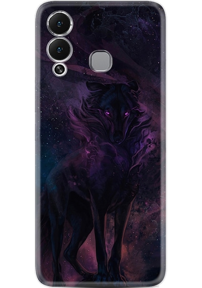 Infinix Hot 12 Play Kılıf Silikon Desen Özel Seri Black Purple Wolf 1791