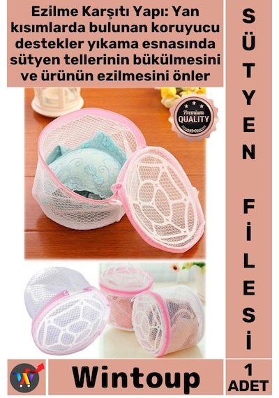 Sütyenfilesi Koruyucu Destekli Çamaşır Torbası Deforme Önleyici Sütyen İç Çamaşırı Yıkama Filesi Çok Renkli