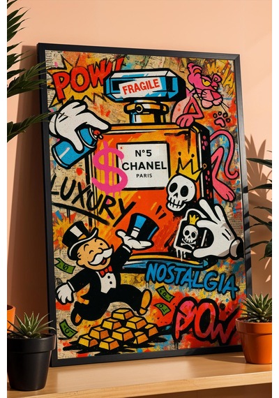 Chanel No. 5 Parfüm Şişesi Çerçeveli Tablo Yeni Ev Hediyesi Street Art