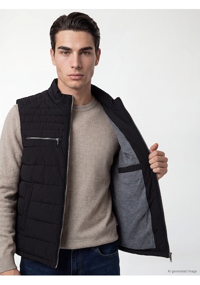 Lcwaıkıkı Classic Siyah Regular Fit Dik Yaka Erkek Şişme Yelek