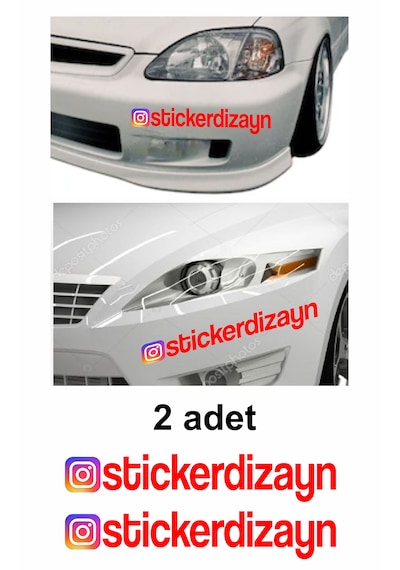 Kişiye Özel İnstagram Sticker 2 Adet - Sosyal Medya İnstagram Sticker - Araba Oto Araç Motosiklet Karavan Cam Sticker - 00926 60 Cm