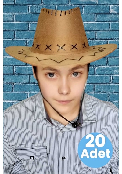 Uniquetrenders Çocuk Unisex 20'li Nubuk Kovboy Şapkası 8-14 Yaş Cappuccino Uniquetrenders Çocuk Unisex 20'li Nubuk Kovboy Şapkası 8-14 Yaş Cappuccino