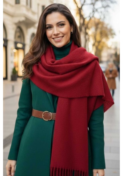 Tezzgelsin Kadın Premium Soft Buklet Atkı Bordo