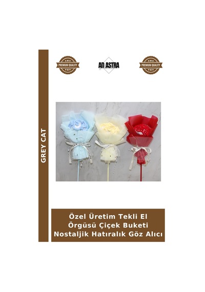 Özel Üretim Tekli El Örgüsü Çiçek Buketi Nostaljik Hatıralık Göz Alıcı Çok Renkli