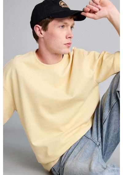 Defacto Loose Fit Bisiklet Yaka Kısa Kollu Ağır Kumaş Basic Sarı Tişört B4844ax26auyl252 Sarı-yl252