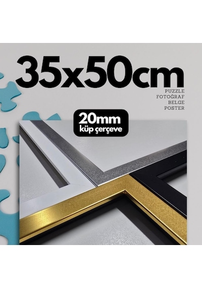 Atlas Sanat Galerisi 20mm Çerçeve, Poliresin, Mat Pvc Kaplamalı, Fotoğraf Puzzle Belge Çerçevesi, Beyaz, 33x48/34x