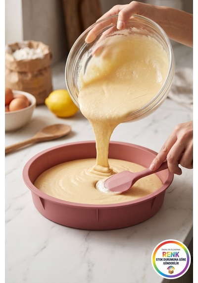 Yuvarlak Silikon Kek Kalıbı Yapışmaz Kolay Çıkan Pasta Turta Kek Borcamı Fırın Kalıbı 26 Cm Çok Renkli