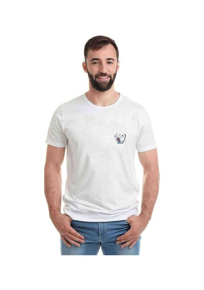 Beyaz Ve Renkli Pokemon Kelebek Çizimi Baskılı Beyaz Erkek Tshir