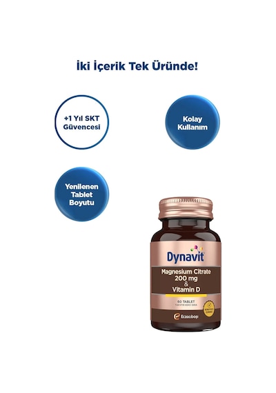 Dynavit Magnesium Citrate 200 MG & Vit D 60 Tablet