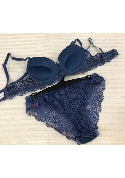 Umt Underwear Umt Kadın Dolgulu B Cup Balenli Telli Sütyen Takımı Mavi