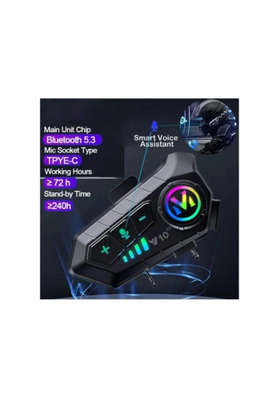 Y10 2x Motosiklet Kask İntercom Çift Eşleşme Rgb Işıklı Bluetooth Kulaklık 5,3 39523026