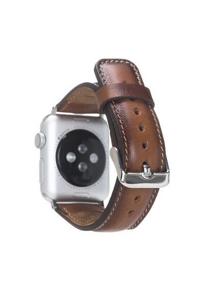 Bouletta Apple Uyumlu  Watch Deri Kordon 42-44-45 MM Efektli Kahve