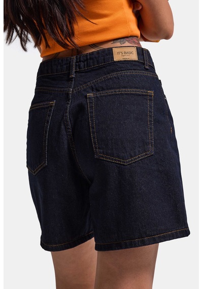 Itsbasic Kadın İndigo Selvedge Diana 7s6-50 Relax Mom Fit Denim Şort
