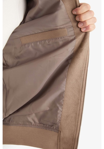 Defacto Slim Fit Dar Kesim Dik Yaka Fermuarlı Süet Mont D1524ax25aubn267 Kahve