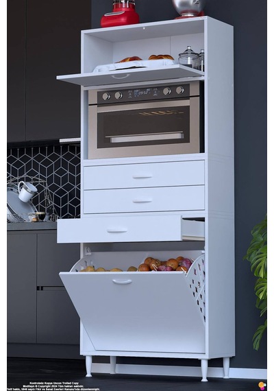 Asaf 85 Cm 2 Göz Sepetli Beyaz Mutfak Dolabı Tek Kapaklı Kahve Köşesi Organizer Dolap 85x194x32 Cm Asaf 85 Cm 2 Göz Sepetli Beyaz Mutfak Dolabı Tek Kapaklı Kahve Köşesi Organizer Dolap 85x194x32 Cm
