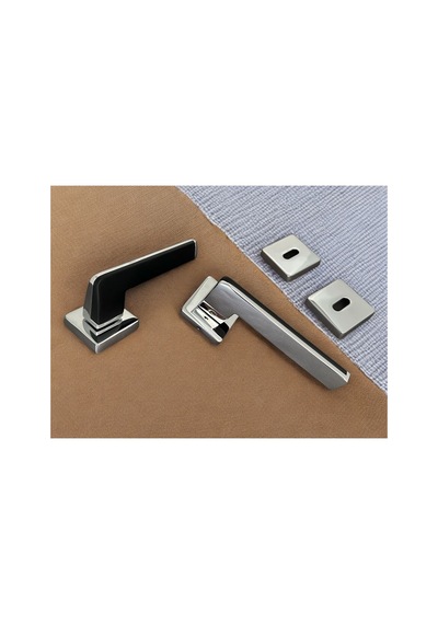 Duo Zamak Zk06 Mat Siyah Krom Kare Rozetli Oda Kapı Kolu Çift Renk 1 Takım
