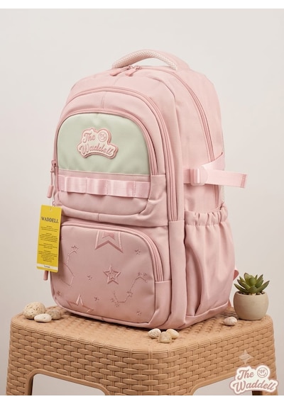 Genel Markalar The Waddell Pastel Mor Mavi Pembe Sırt Çantası Okul Çantası Günlük Kullanım Çok Bölmeli Açık Pembe