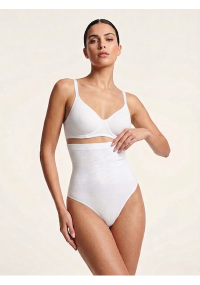 Kadın Yüksek Bel String Korse Dikişsiz Toparlayıcı Kaymayı Önleyen Shapewear Beyaz