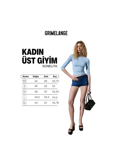 Grimelange Sonelıta Kadın Yumuşak Ve Esnek Kumaşlı Truvalar Kollu Mavi Bluz Mavi