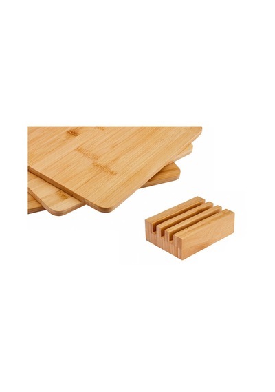 Bambu Standlı 3 Lü Kesme Sunum Tahtası Seti- Bambu Sunumluk Ahşap