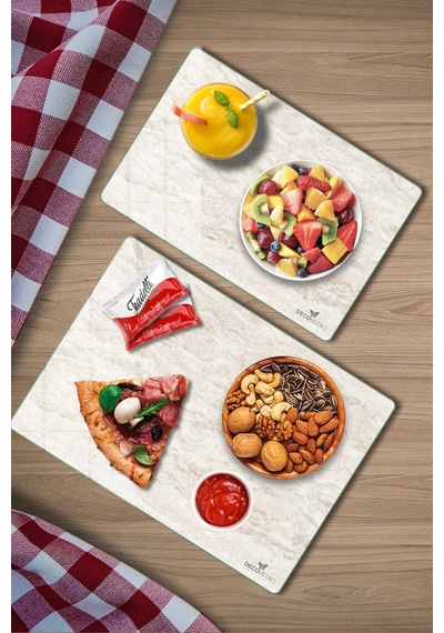 2'li Cam Kesme Tahtası Ve Sunumluk Decomar Mermer Desenli 20 X 30 Cm Ve 25 X 35 Cm Çok Renkli