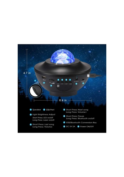 Starry Projektör Gece Lambası Bluetooth Hoparlör Ambians Işık