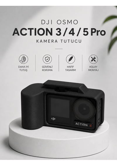 Djı Osmo Action 3/4/5 Pro Uyumlu Kamera Çekim Tutacağı Siyah