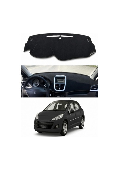 Peugeot - 207 2006-2014 Uyumlu Torpido Koruma Kılıfı - Siyah Şeritli