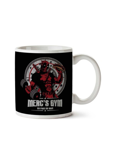 Deadpool Mercs Gym No Pain No Gain İki Tarafı Baskılı Kupa Bardak Çok Renkli