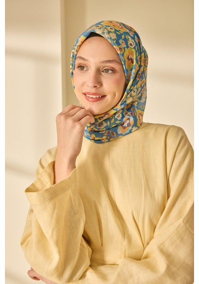 Silk Home Soft Eşarp 73090-26 Gök Mavi, Sarı, Turuncu, Gri