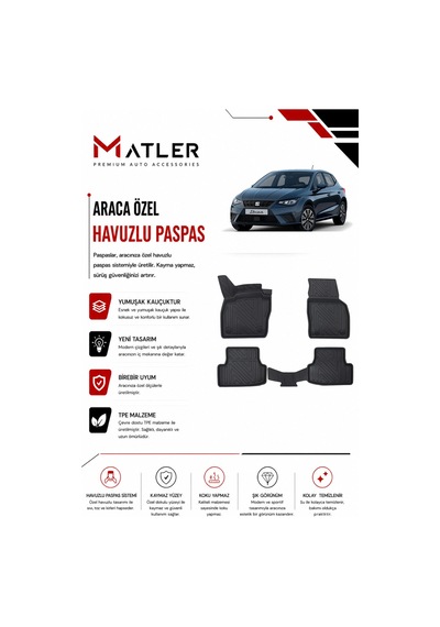 Seat İbiza 2023 Model 4d Ekstra Havuzlu Paspas
