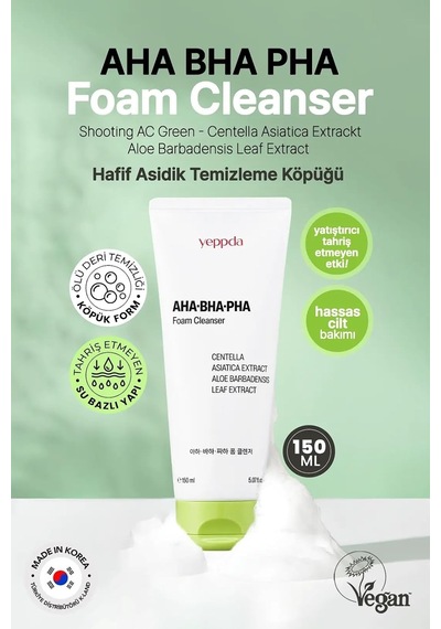 Hafif Asidik Akneli Ciltler İçin Yüz Temizleme Köpüğü Aha Bha Pha Foam Cleanser 150 Ml