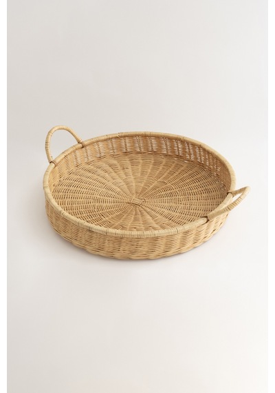 Meander Doğal Rattan Kulplu Tepsi 35x5x10 Cm 4582 L