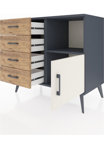 Hyperion Şifonyer Tek Raflı 4 Çekmeceli Tek Kapaklı 88x44x80 Antrasit-aytaşı/çam Aytaşı/çam Hyperion Şifonyer Tek Raflı 4 Çekmeceli Tek Kapaklı 88x44x80 Antrasit-aytaşı/çam Aytaşı/çam