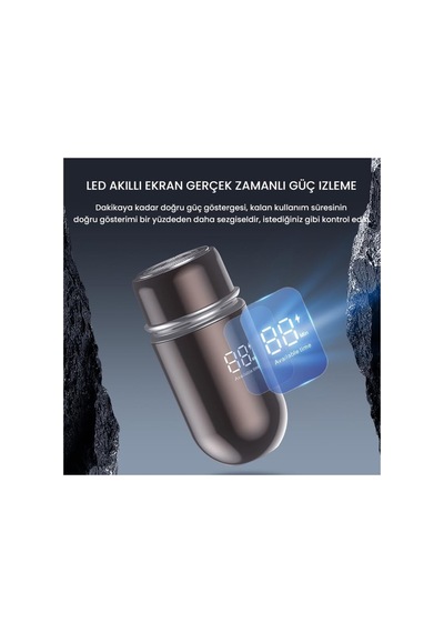 Pluzz Şarjlı Taşınabilir Unisex Mini Seyahat Sakal Ve Yanak Tıraş Makinesi Su Geçirmez Dijital Ekran Siyah - 915986967