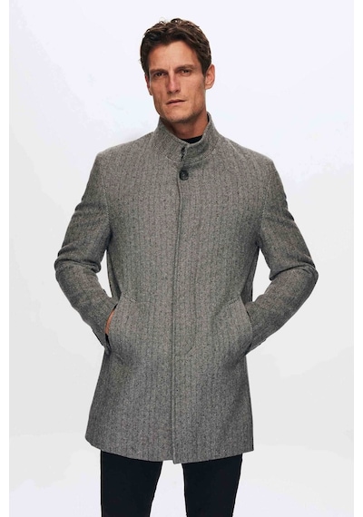 D's Damat Ds Damat Regular Fit Gri Balıksırtı Kaban 1HF08ORT10003 Gri