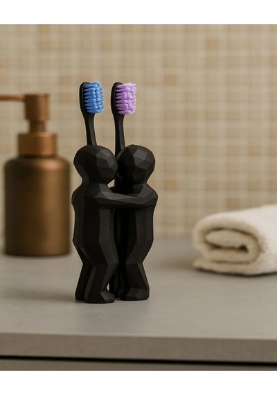 Çiftler İçin 3d Hediyelik Diş Fırçalığı Minimalist Banyo Aksesuarı Geri Dönüştürülmüş Pla 13 X 9 Cm