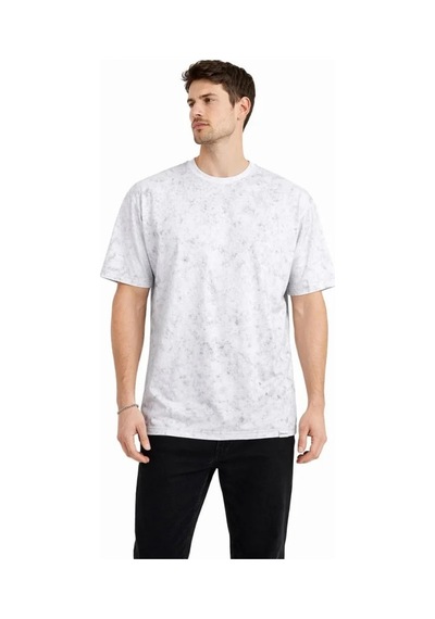 Efnaz Style Erkek Asit Yıkama Bisiklet Yaka Kısa Kollu Oversize T-shirt Tişört - Beyaz