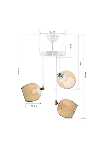Üçlü Blanco Modern Avize Bal Camlı Beyaz