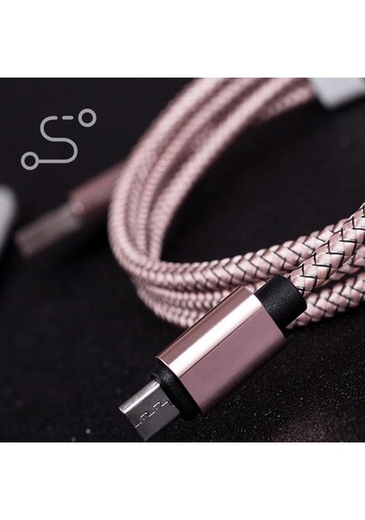 Micro Usb Hasır Metal Ipli Android Hızlı Şarj Data Kablosu
