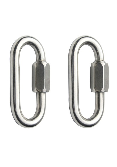 2'li Somunlu Karabina. 4mm. Paslanmaz Krom 304 Kalite