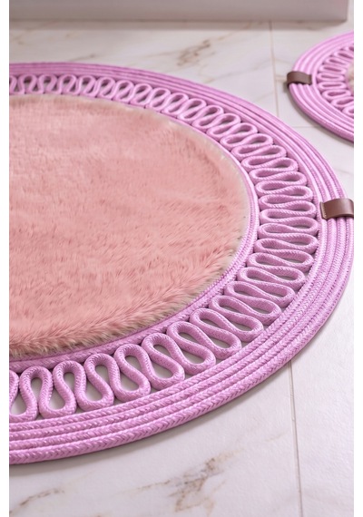 Banyo Paspası Takımı 60x100+40x60 Cm İç Trikot Pembe & Pembe